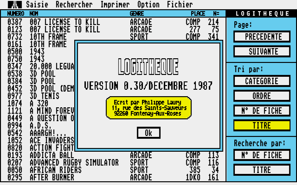 Logithèque atari screenshot